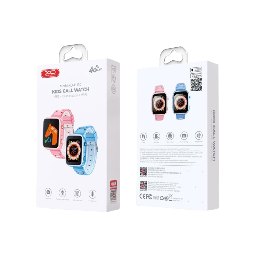 Детские смарт-часы XO H130 4G GPS (розовые / синие)