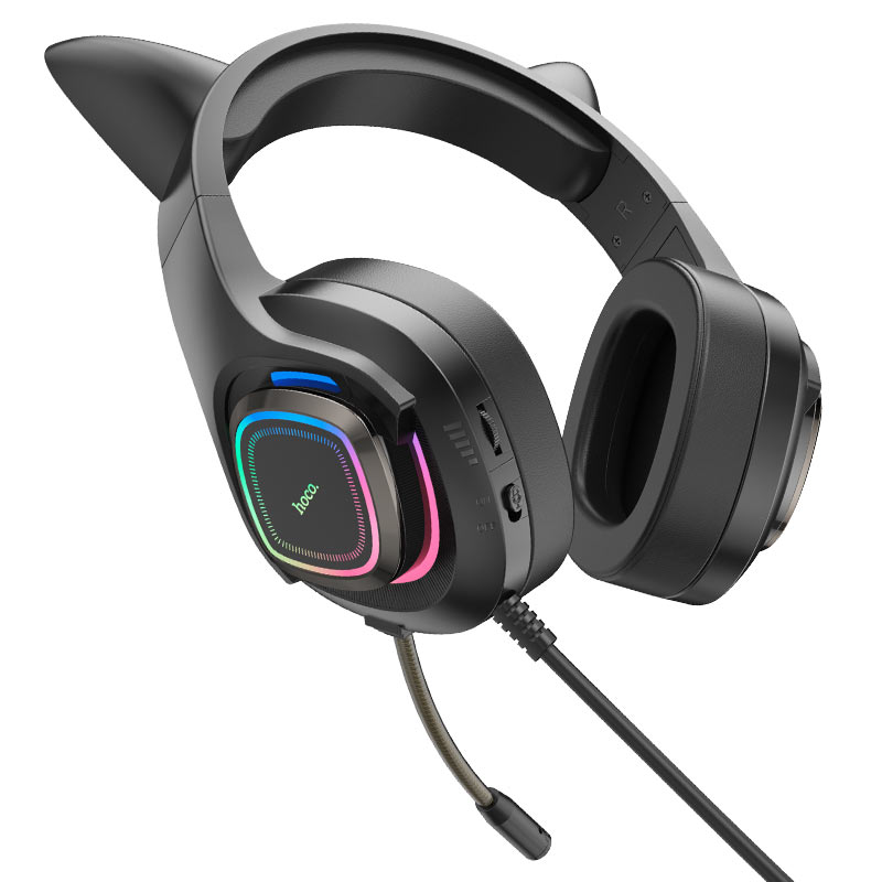 Игровые наушники Hoco W107 с кошачьими ушками и подсветкой