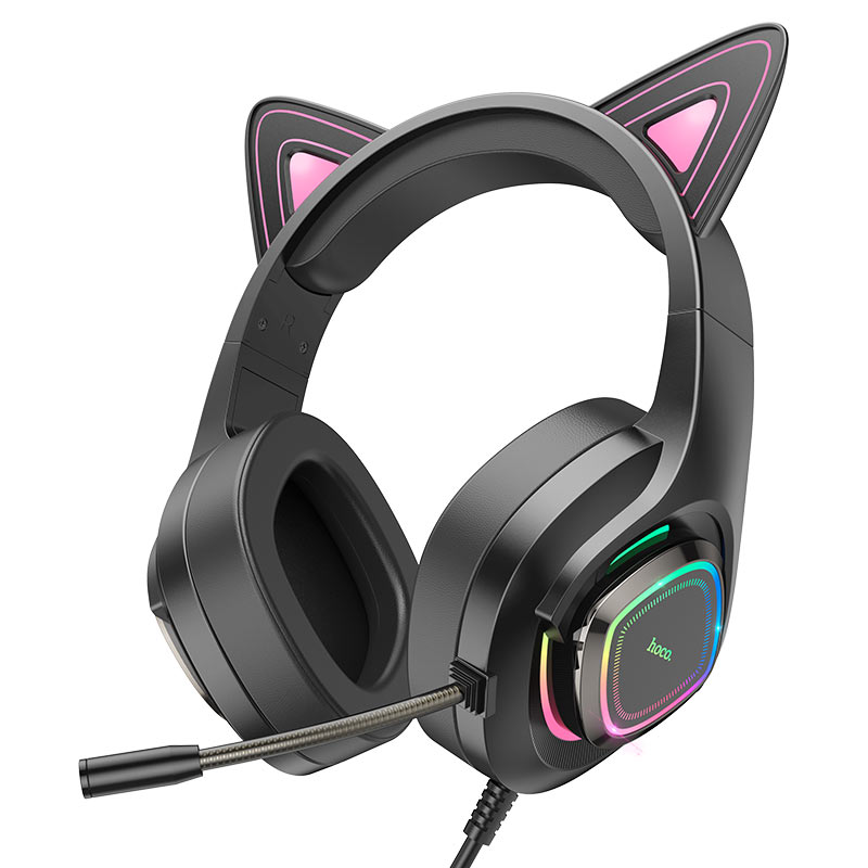 Игровые наушники Hoco W107 с кошачьими ушками и подсветкой