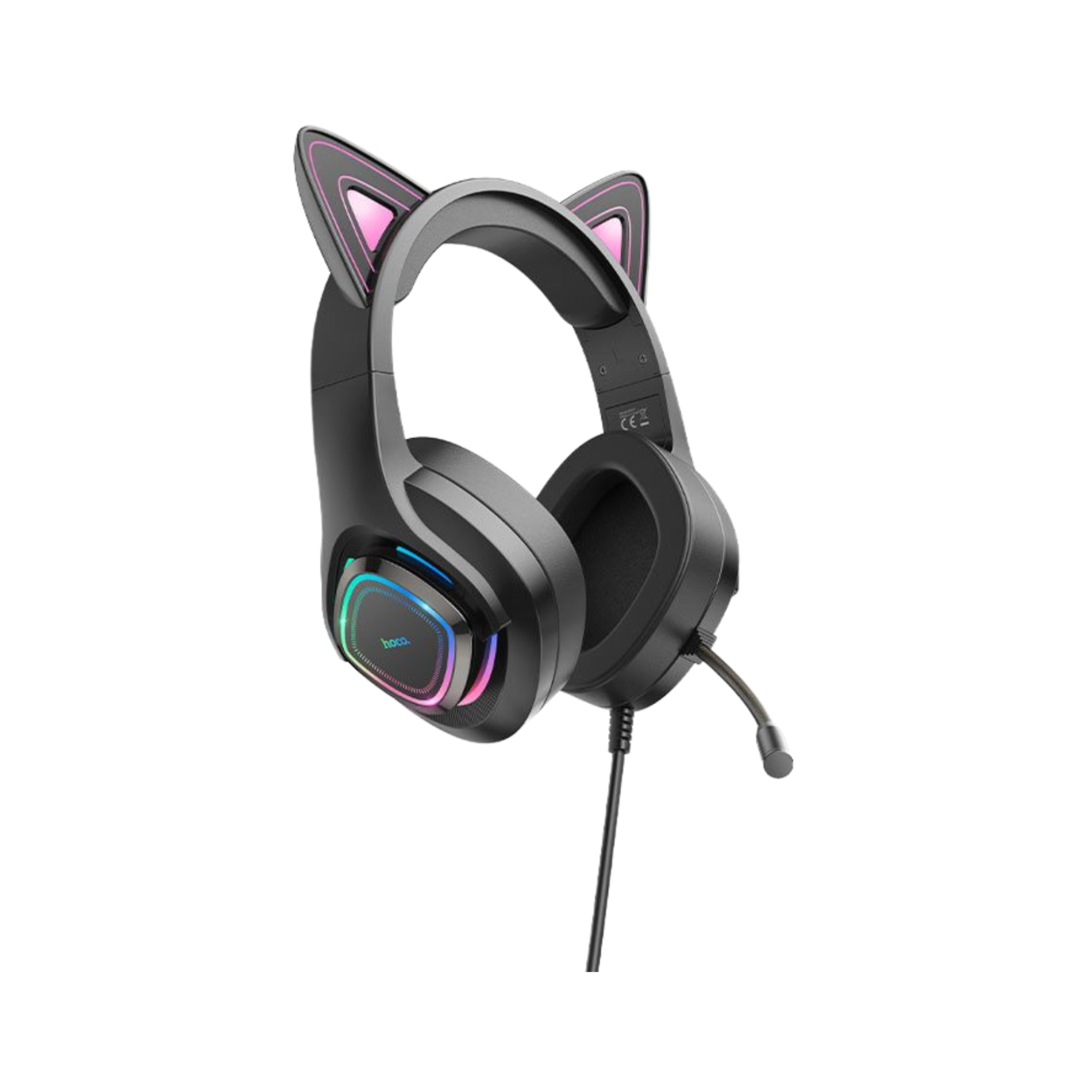 Игровые наушники Hoco W107 с кошачьими ушками и подсветкой