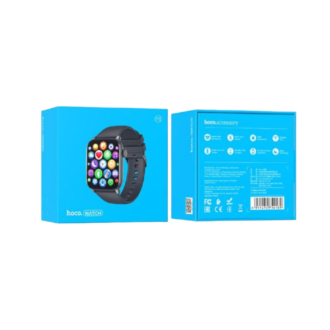 Hoco Y3 Smart Watch Black – умные часы с черным ремешком, сенсорным экраном и защитой от влаги