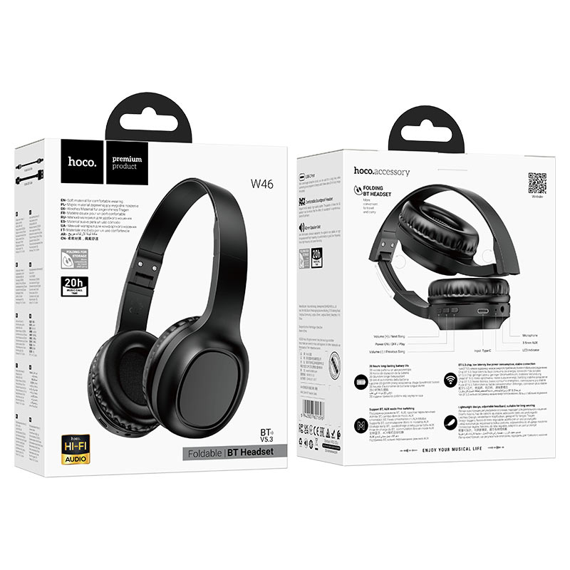 беспроводные наушники Hoco W46 с Bluetooth 5.3 и AUX