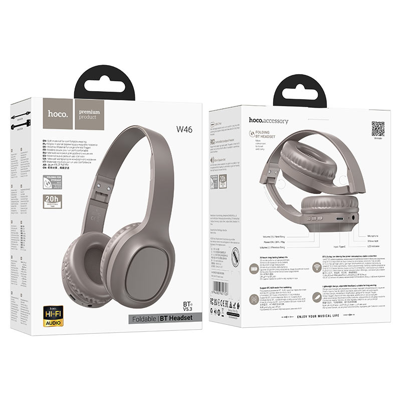 беспроводные наушники Hoco W46 с Bluetooth 5.3 и AUX